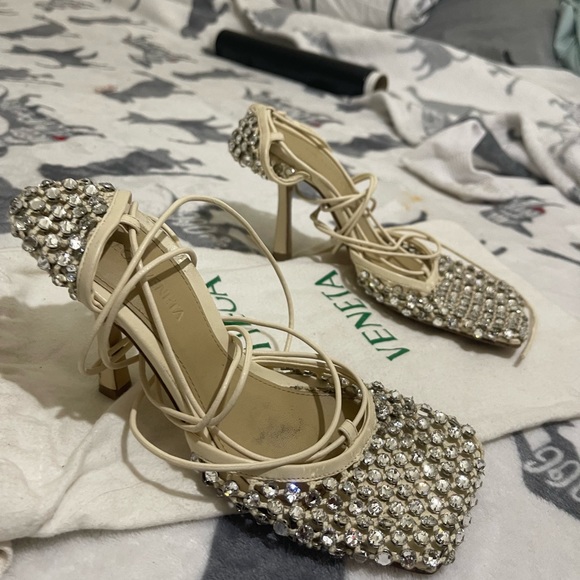 BOTTEGA VENETA Sparkle Stretch Lace-Up Sandal - Picture 6 of 9